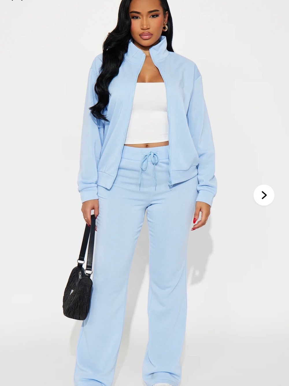 Fashion Nova Light Blue Track Pants with Drawstring Waist